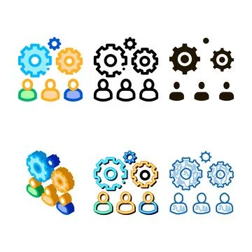 Teamwork gear designs icon vector outline Stock Illustration
