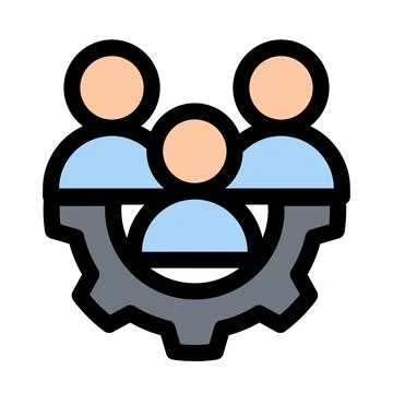 Teamwork Gear Icon- Project Collaboration- Agile Team Symbol Stock Illustration