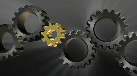 Teamwork Gears (Golden Leader) Stock Footage 486997