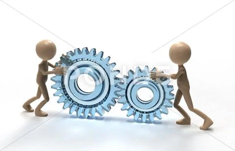 Teamwork with gears Stock Illustration