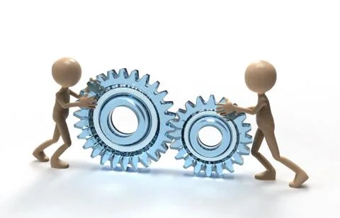 Teamwork with gears Stock Illustration