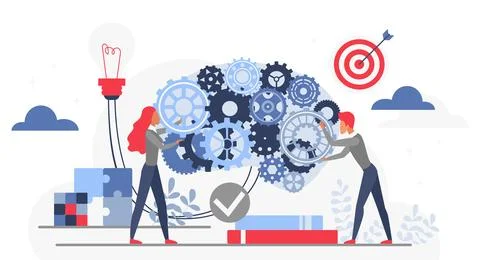 Teamwork Generating Ideas Brainstorming Concept Vector イラスト素材