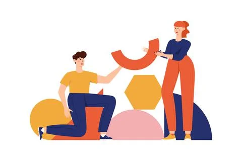 Teamwork geometric shapes Illustrazione stock