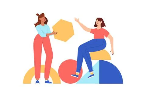 Teamwork geometric shapes Stock Illustration