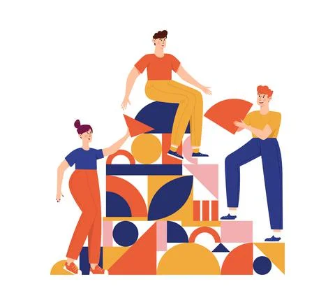Teamwork geometric shapes Stock Illustration