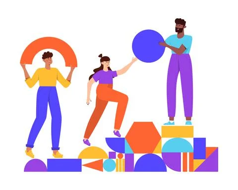 Teamwork geometric shapes Stock Illustration