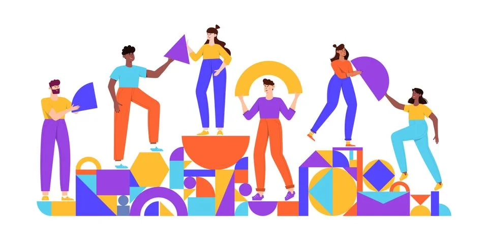 Teamwork geometric shapes Illustrazione stock