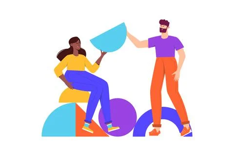 Teamwork geometric shapes Stock Illustration