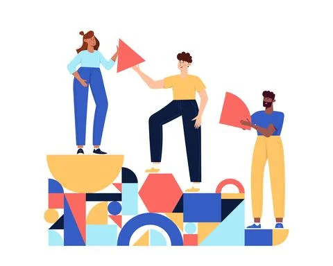 Teamwork geometric shapes Stock Illustration