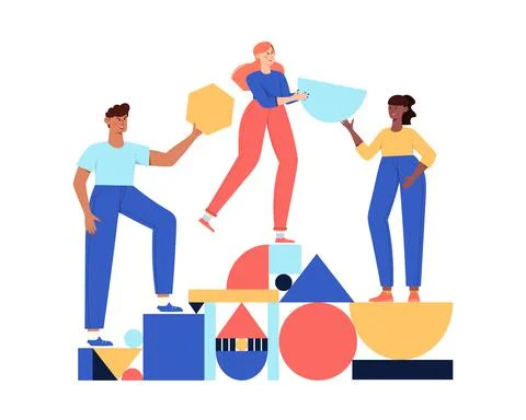 Teamwork geometric shapes Illustrazione stock
