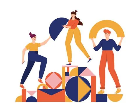 Teamwork geometric shapes Stock Illustration