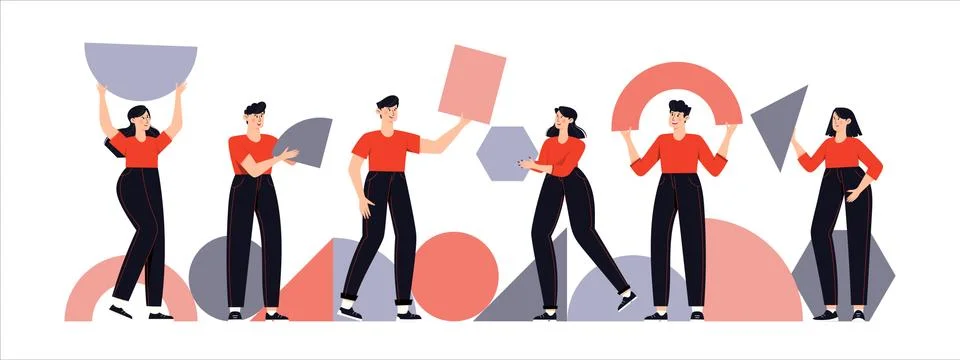Teamwork geometric shapes Stock Illustration