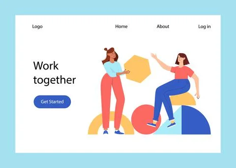 Teamwork geometric shapes Stock Illustration