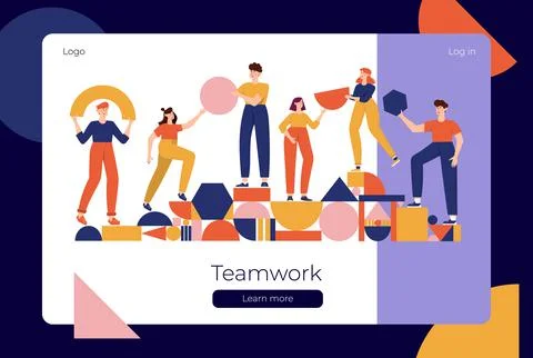Teamwork geometric shapes Stock Illustration