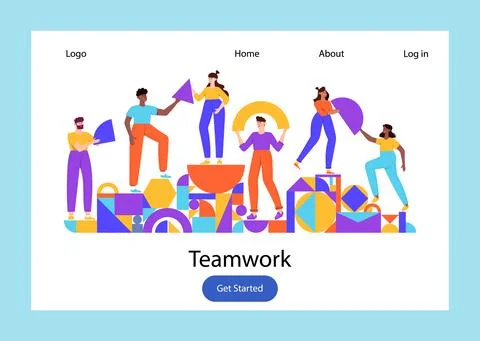 Teamwork geometric shapes Stock Illustration