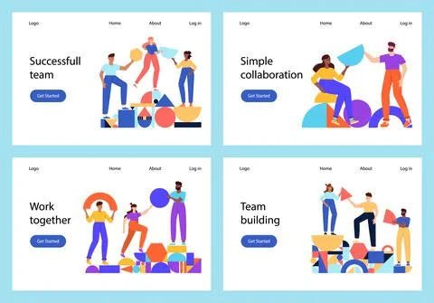 Teamwork geometric shapes Stock Illustration
