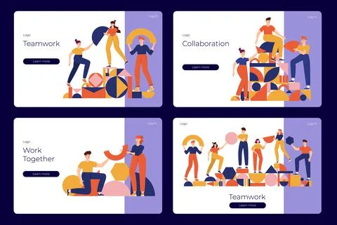 Teamwork geometric shapes Stock Illustration