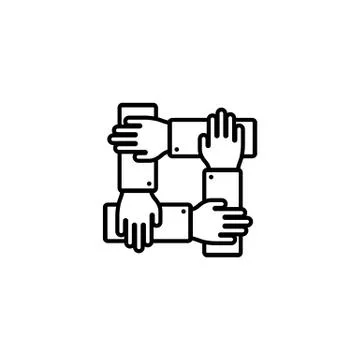 Teamwork. Group, business, hand. Line icon on isolated background. Eps 10 vec Stock Illustration