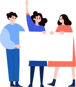 Teamwork group holding white board Stock Illustration