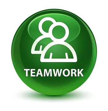 Teamwork (group icon) glassy soft green round button Stock Illustration