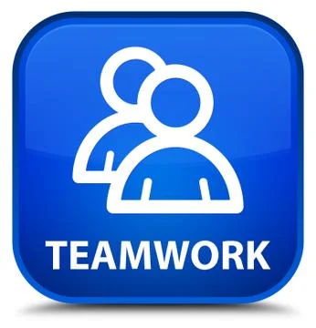 Teamwork (group icon) special blue square button Stock Illustration