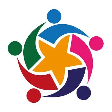 Teamwork group people working together vector logo Illustrazione stock