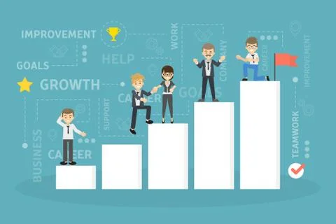 Teamwork growth graph. Stockillustratie