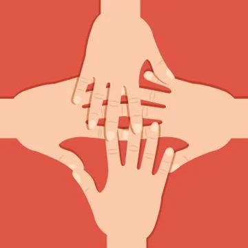 Teamwork hands connection united expression Illustrazione stock