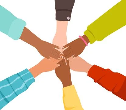 Teamwork, hands, diversity, diverse, unity, skin, team, work, community, fr.. Stock Illustration