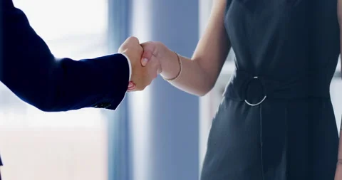 Teamwork, handshake and business man and woman for partnership, deal agreement Stock Footage 242086963