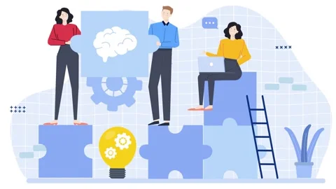 Teamwork hard working and problem solving idea business animated illustration Stock Footage 278841272