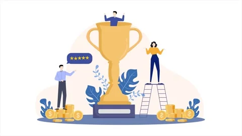 Teamwork hardworking and got the trophy business animated illustration video Stock Footage 280653140