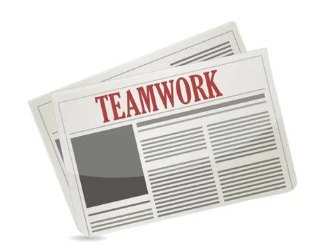 Teamwork headline on a newspaper. Stock Illustration