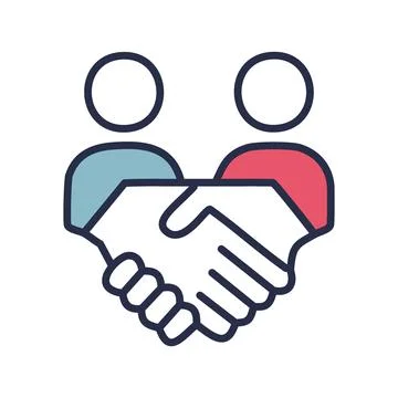 Teamwork heart shape. Two people shaking hands in a heart shape symbolizing.. Stock Illustration