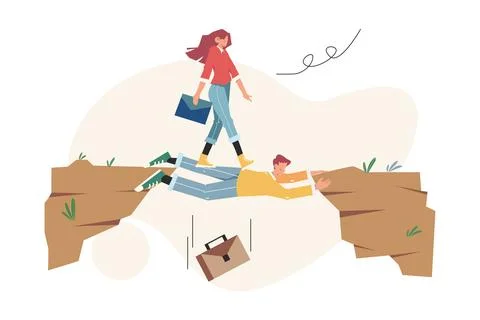 Teamwork help in overcoming obstacles to aimed at the goal Stock Illustration