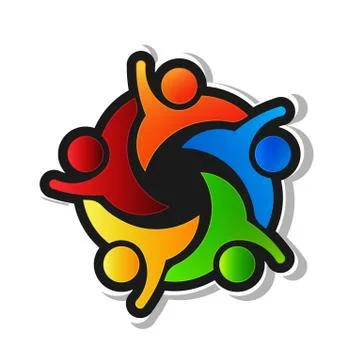 Teamwork Hi5 with black background Logo design Stock Illustration