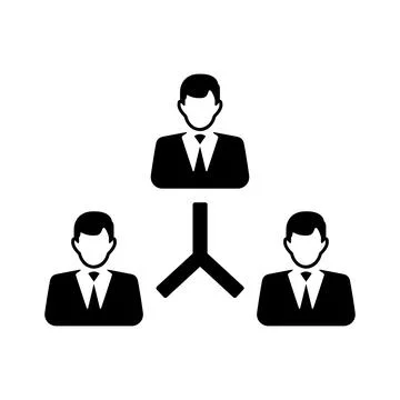 Teamwork, hierarchy icon. Black vector graphics. Stock Illustration