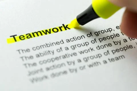 Teamwork highlighted in yellow Stock Photos