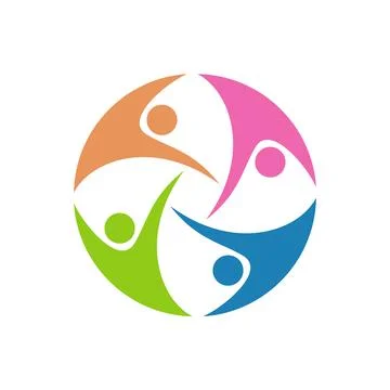 Teamwork Human Figure Circle Decorative Logo Template Stock Illustration