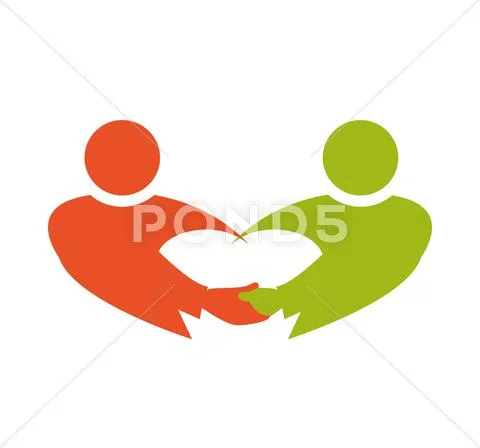 Teamwork Icon. Abstract People And Support Design. Vector Graphi