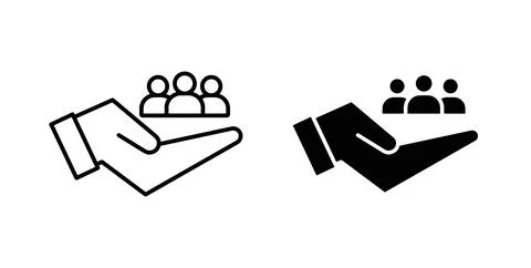 Teamwork icon collection in black, Line icons, flat symbols Stock Illustration
