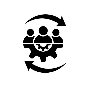 Teamwork icon in flat style. Team and gear symbol Stock Illustration