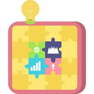 Teamwork icon idea light bulb and jigsaw puzzle 库存插图