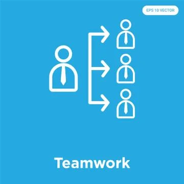 Teamwork icon isolated on blue background Illustrazione stock gratuita