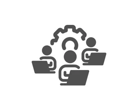 Teamwork icon. Remote office sign. Vector Stock Illustration