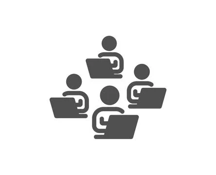Teamwork icon. Remote office sign. Vector Stock Illustration