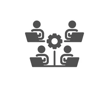 Teamwork icon. Remote office sign. Vector Stock Illustration