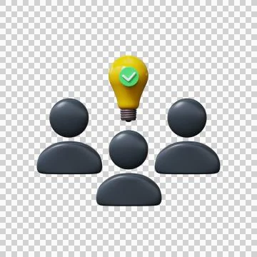 Teamwork icon. Search for new solution ideas, brainstorming 3D render Stock Illustration