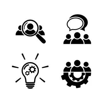 Teamwork icon set in flat style Illustrazione stock