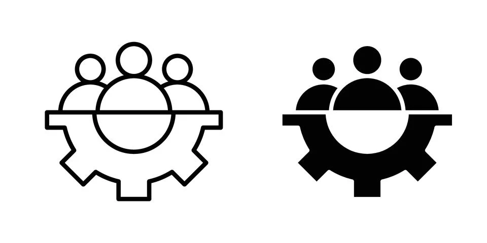 Teamwork icon vector concepts, line and silhouette style Stock Illustration